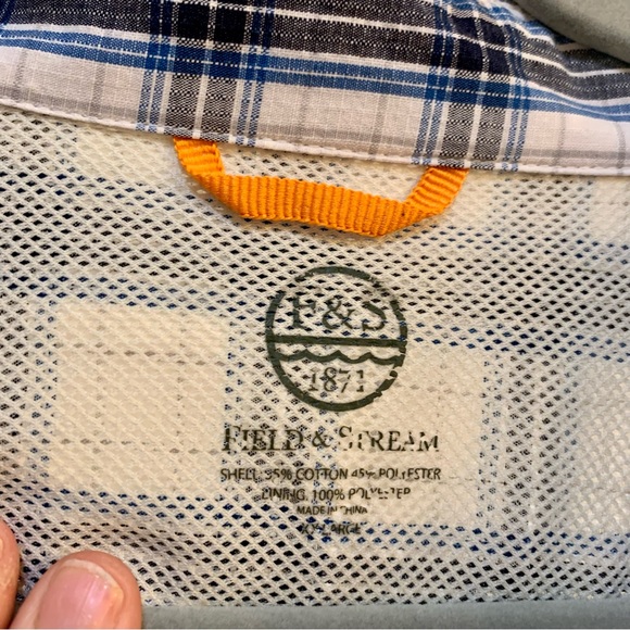 Field & Stream Blue/White Plaid Short Sleeve Fishing Shirt Sz. XXL - Picture 9 of 9